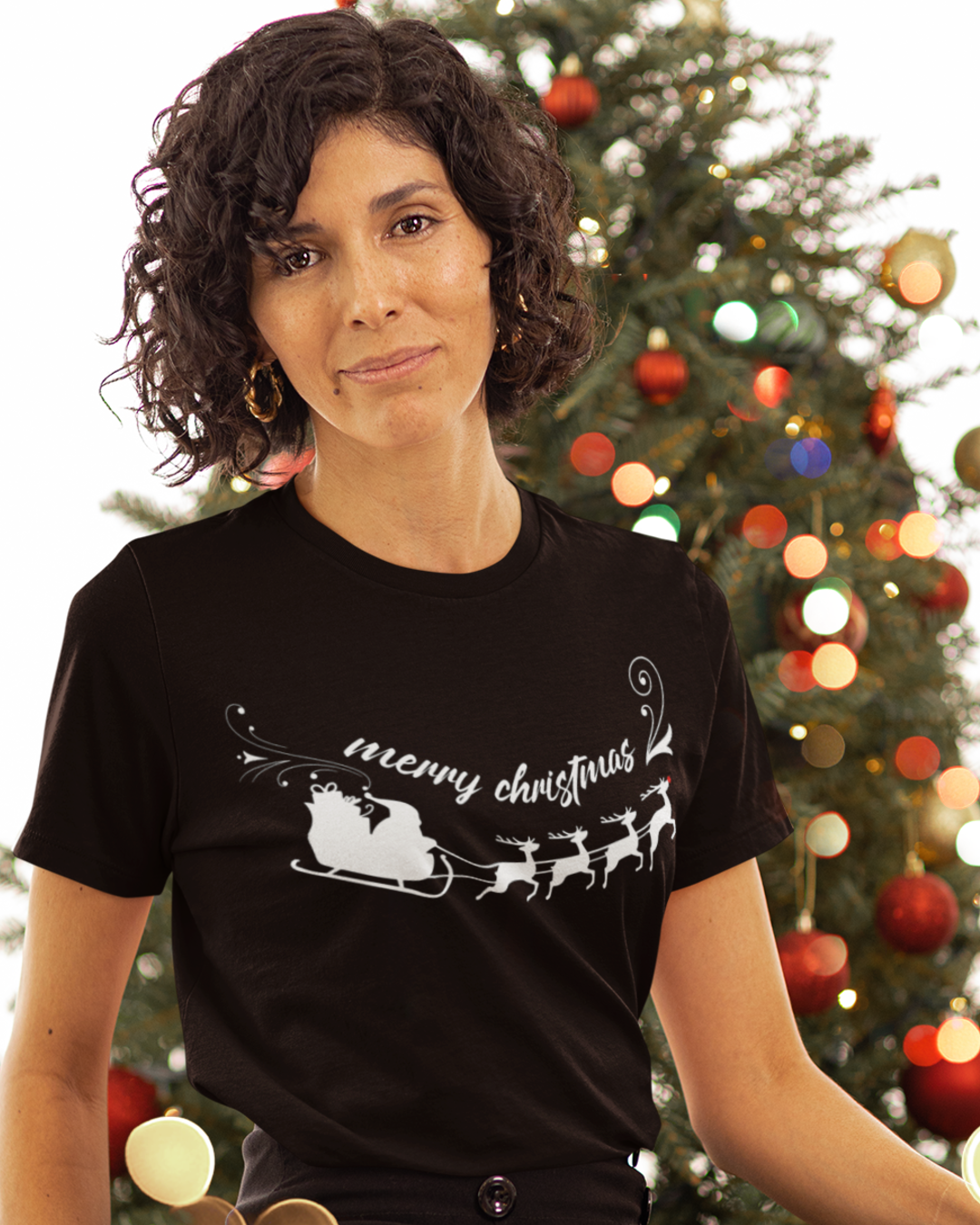 Santa's Sleigh black T-shirt