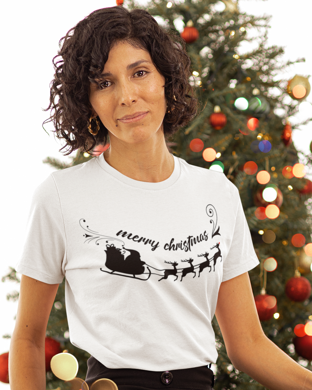 Santa's Sleigh white T-shirt
