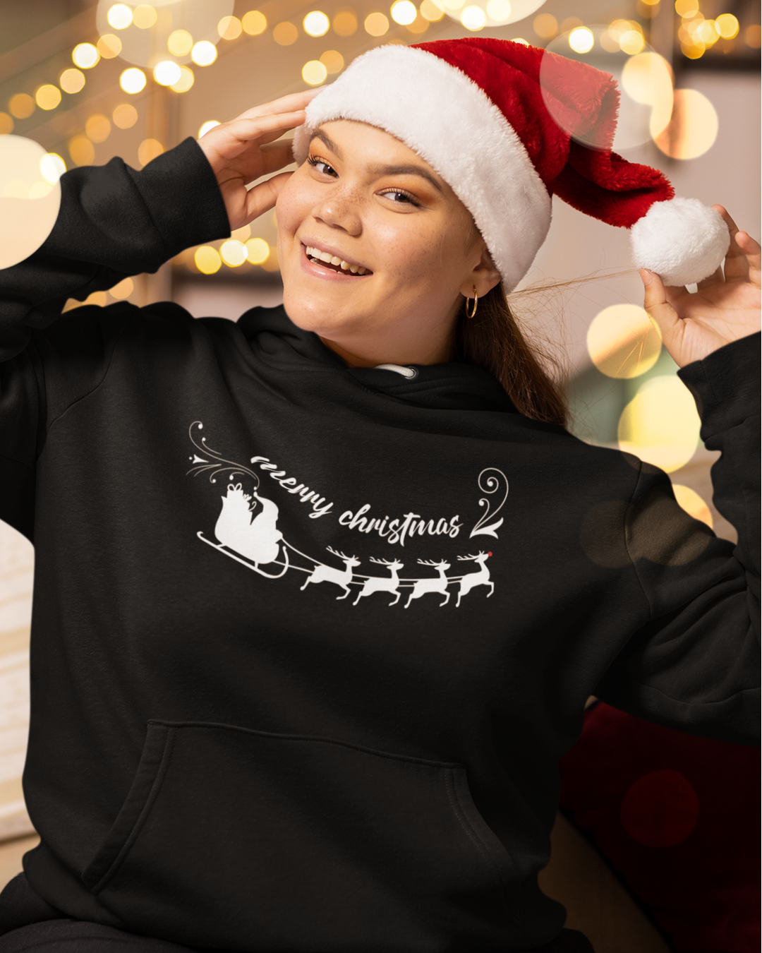 Santa's Sleigh black hoodie