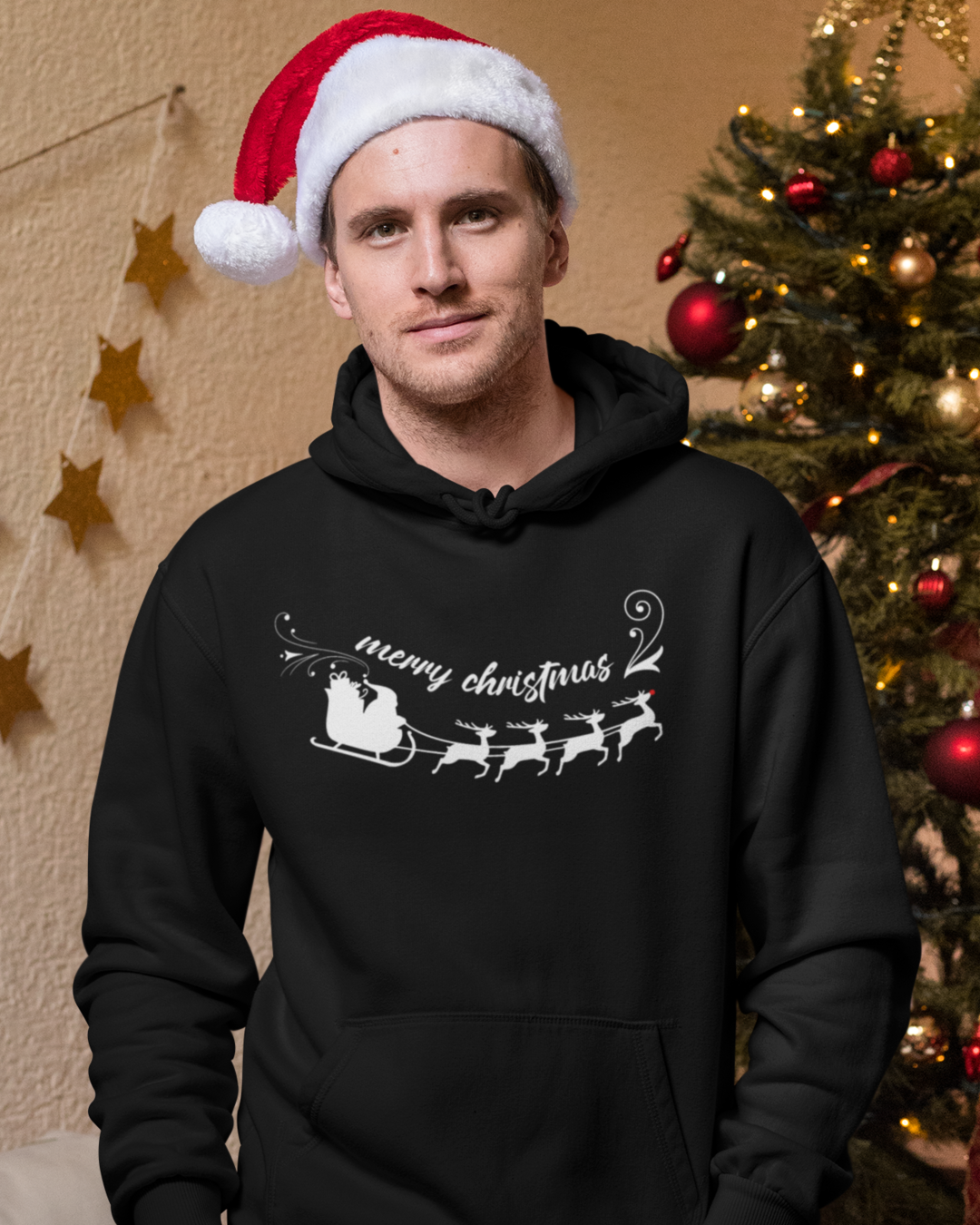 Santa's Sleigh black hoodie