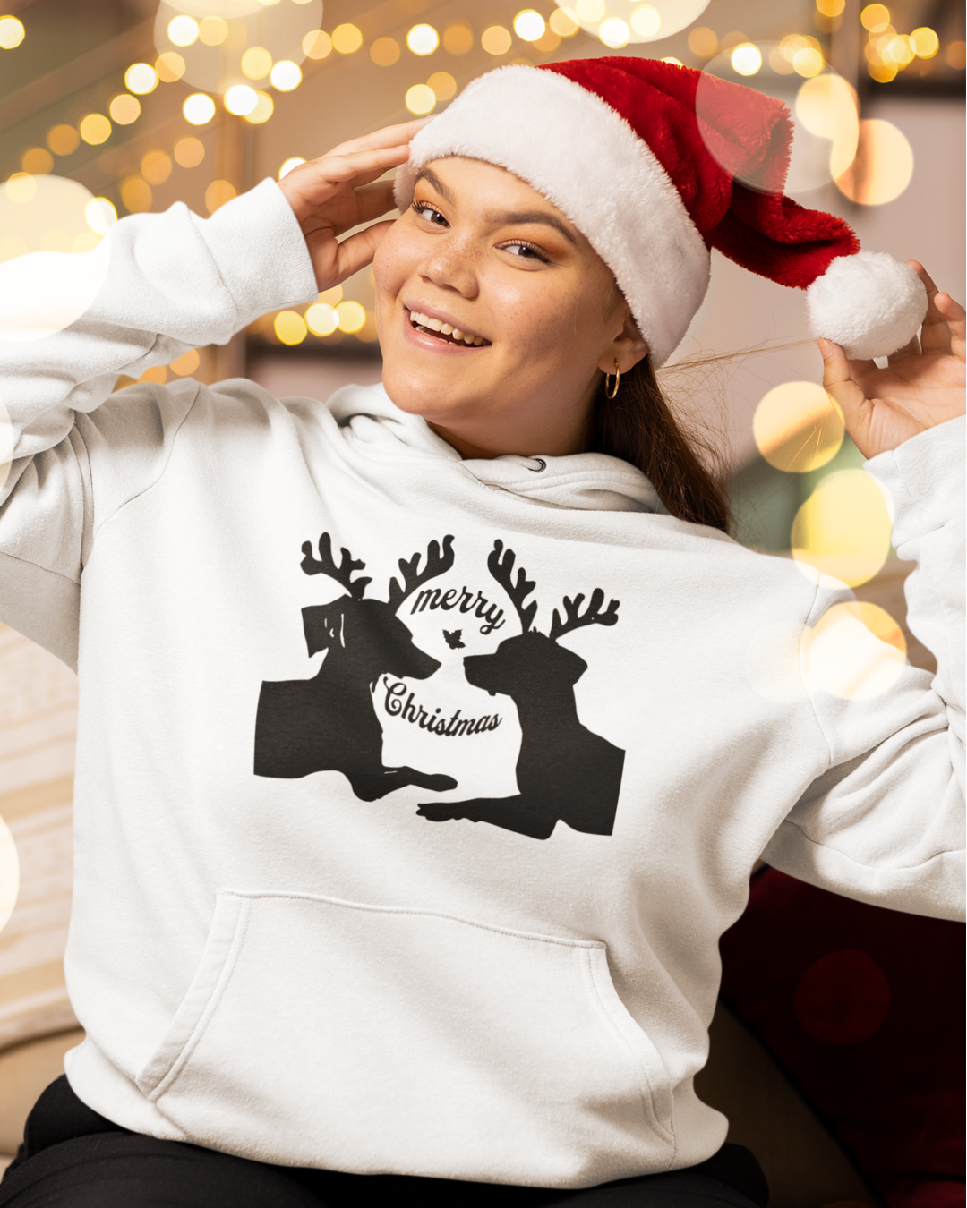 Mistletoe Dogs white hoodie