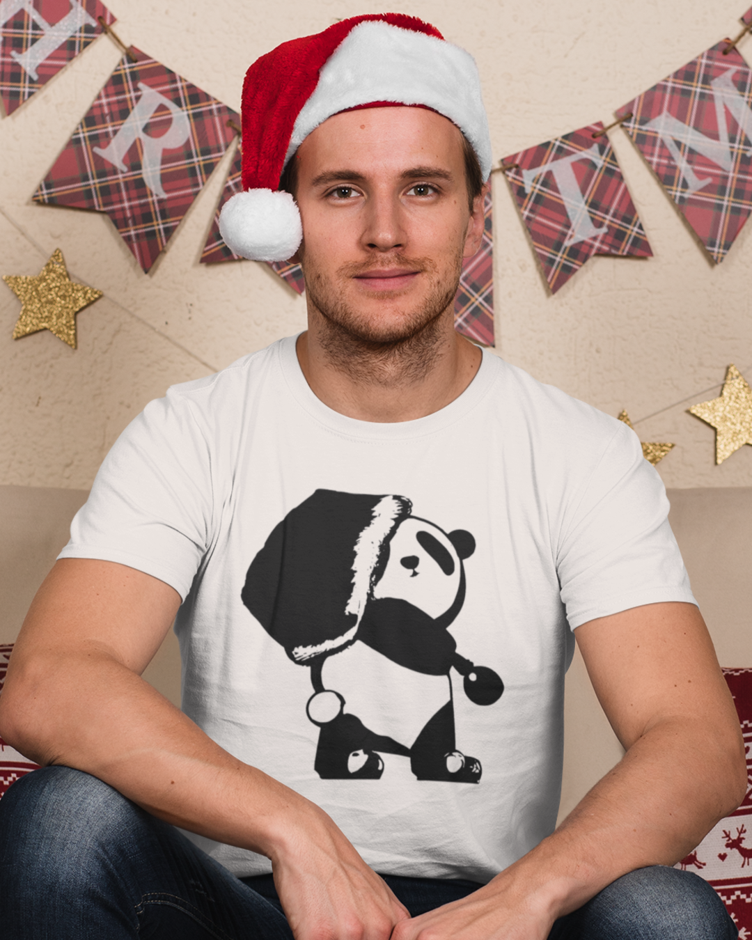 Christmas Panda white T-shirt