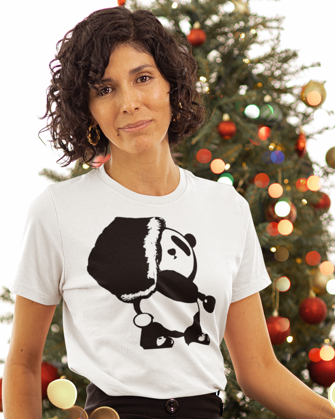 Christmas Panda white T-shirt