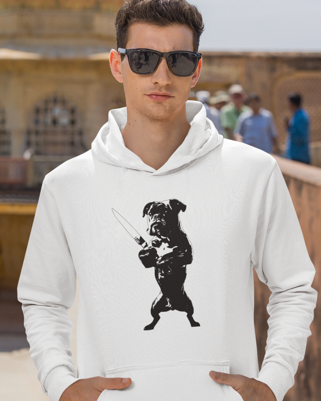 Defenceless Pug Hoodie white