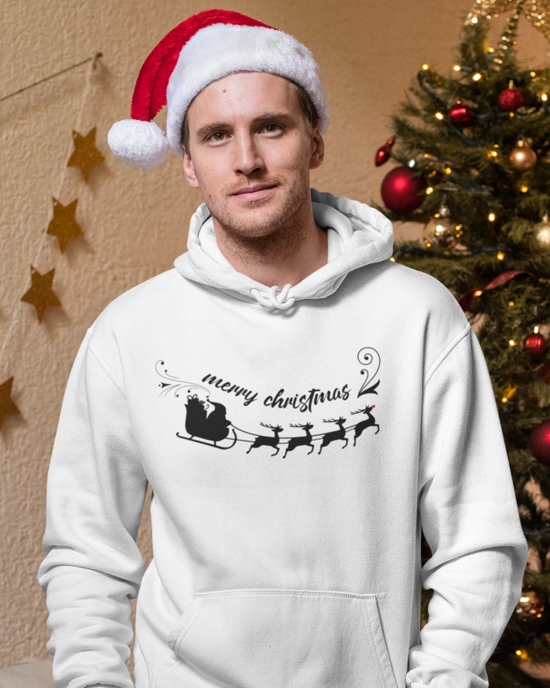 Santa's Sleigh white hoodie