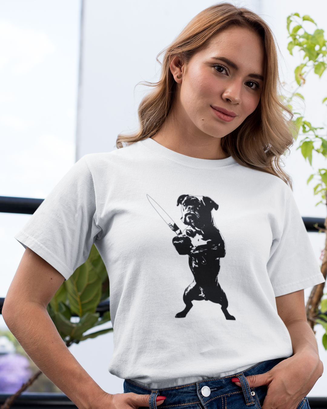 Defenceless Pug t shirt white