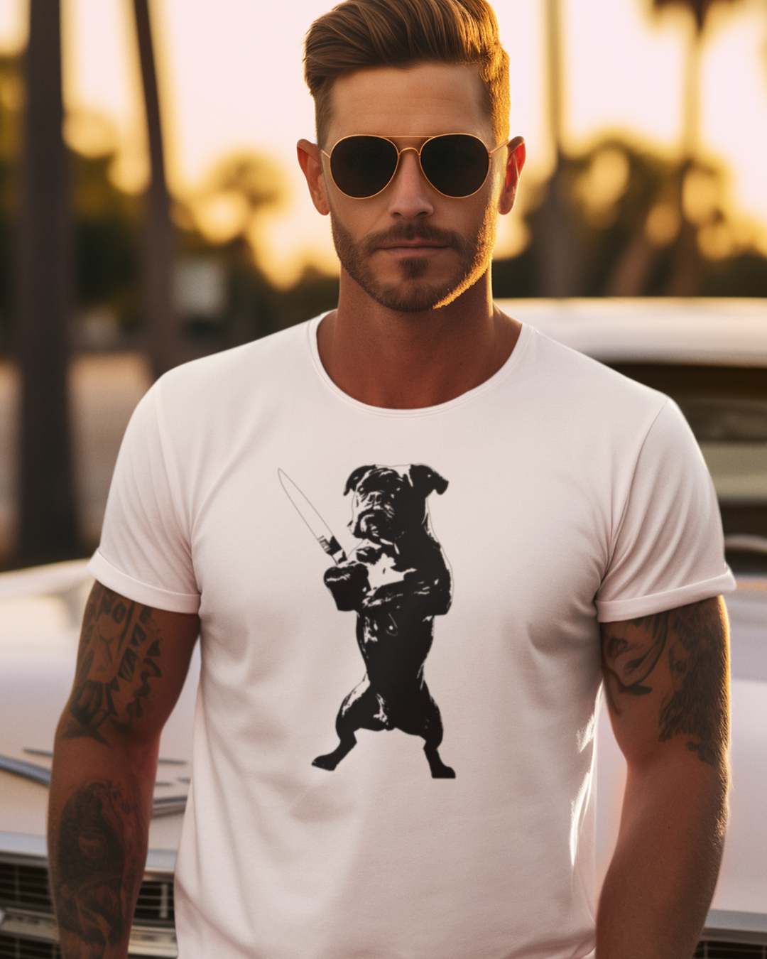 Defenceless Pug t shirt white