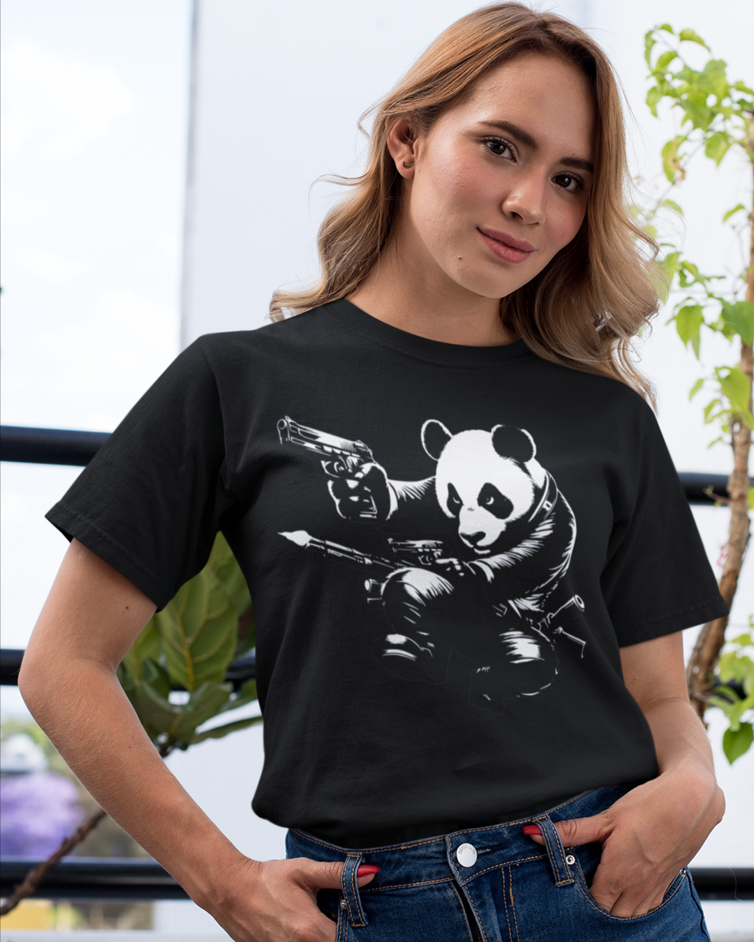 Panda T-shirt black